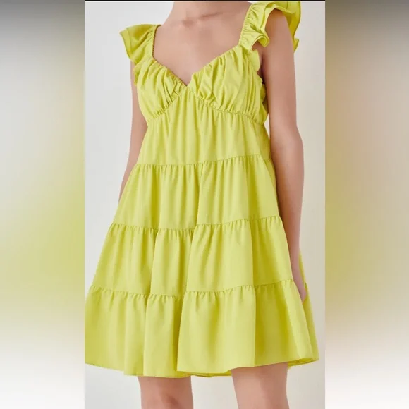 Endless Rose | Dresses | Endless Rose Tiered Mini Dress Size Large Lime  Green | Poshmark
